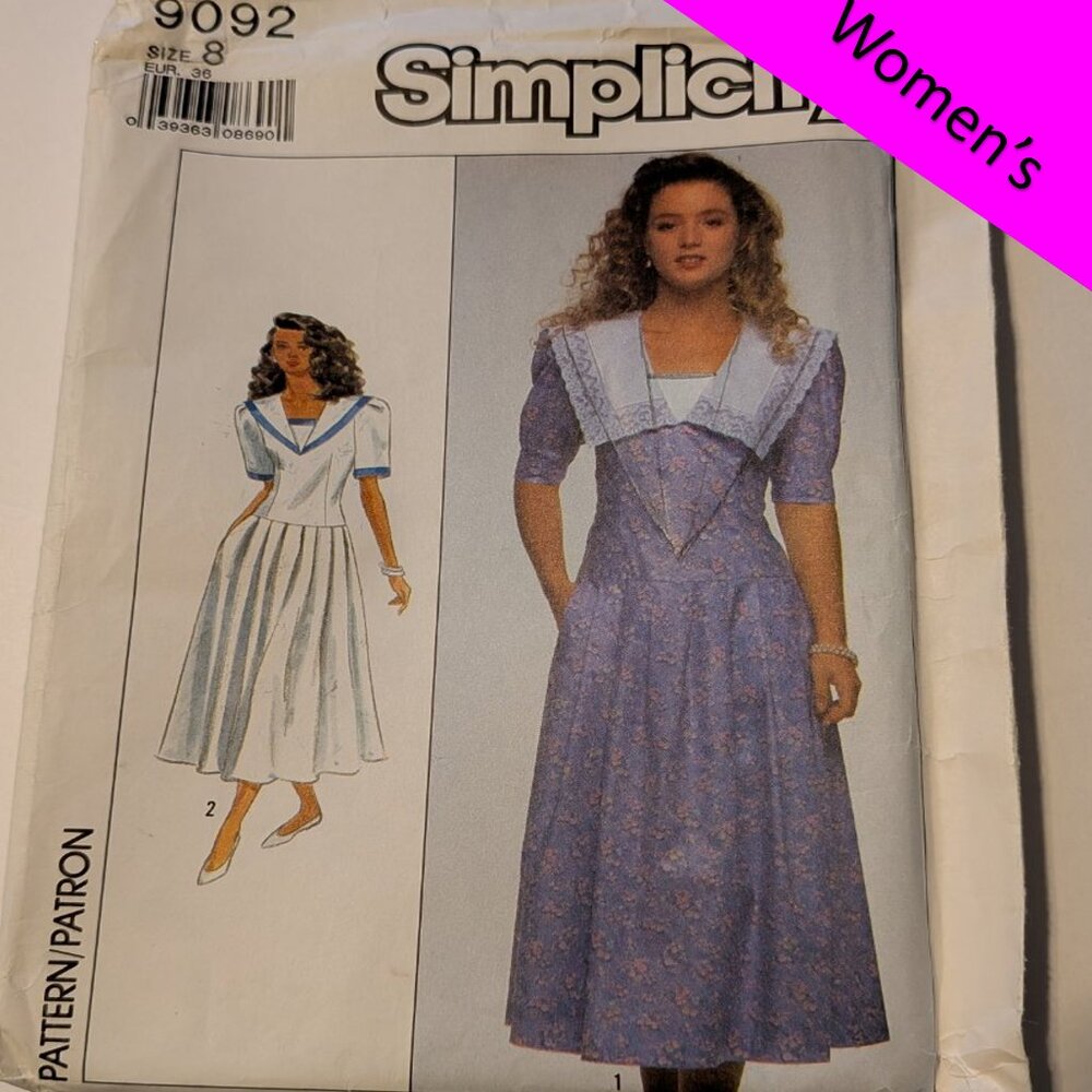 simplicity 9092 sewing pattern Dress Size 8